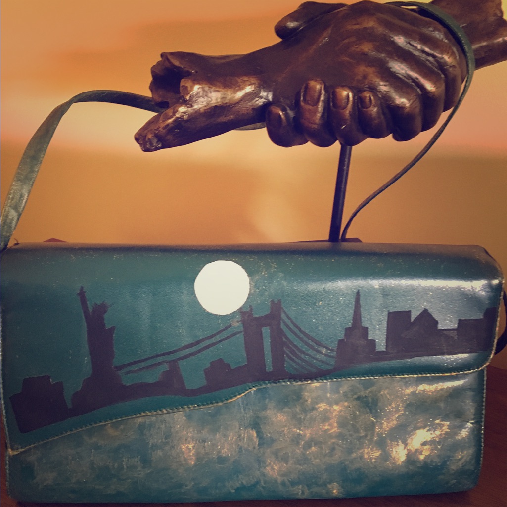 Hand Painted Vintage 9west Envelope Clutch Or Crossbody Purse